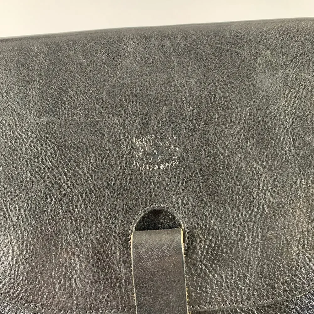 IL BISONTE Black Leather Cross Body Handbag